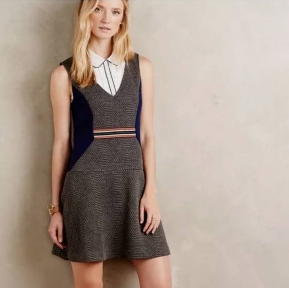 Anthropologie Y2K Ludlow Geometric Pattern Dress P2P 18 in. Small/Medium